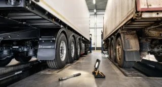 Nieuwe zwarte aanhanger en gebruikte roestige aanhanger naast elkaar in werkplaats, met verschil in staat duidelijk